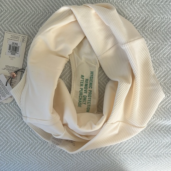 NWT CALIA Two Piece Swim Suit with High Rise Bottom Ivory Ribbed Size Medium - Picture 5 of 7